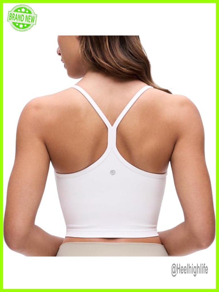 Butterluxe Y Back Crop Tank Top - Light Support Sports Bra - Racerback Padded